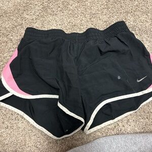 Nike Women's Black Shorts with Pink and White Trim